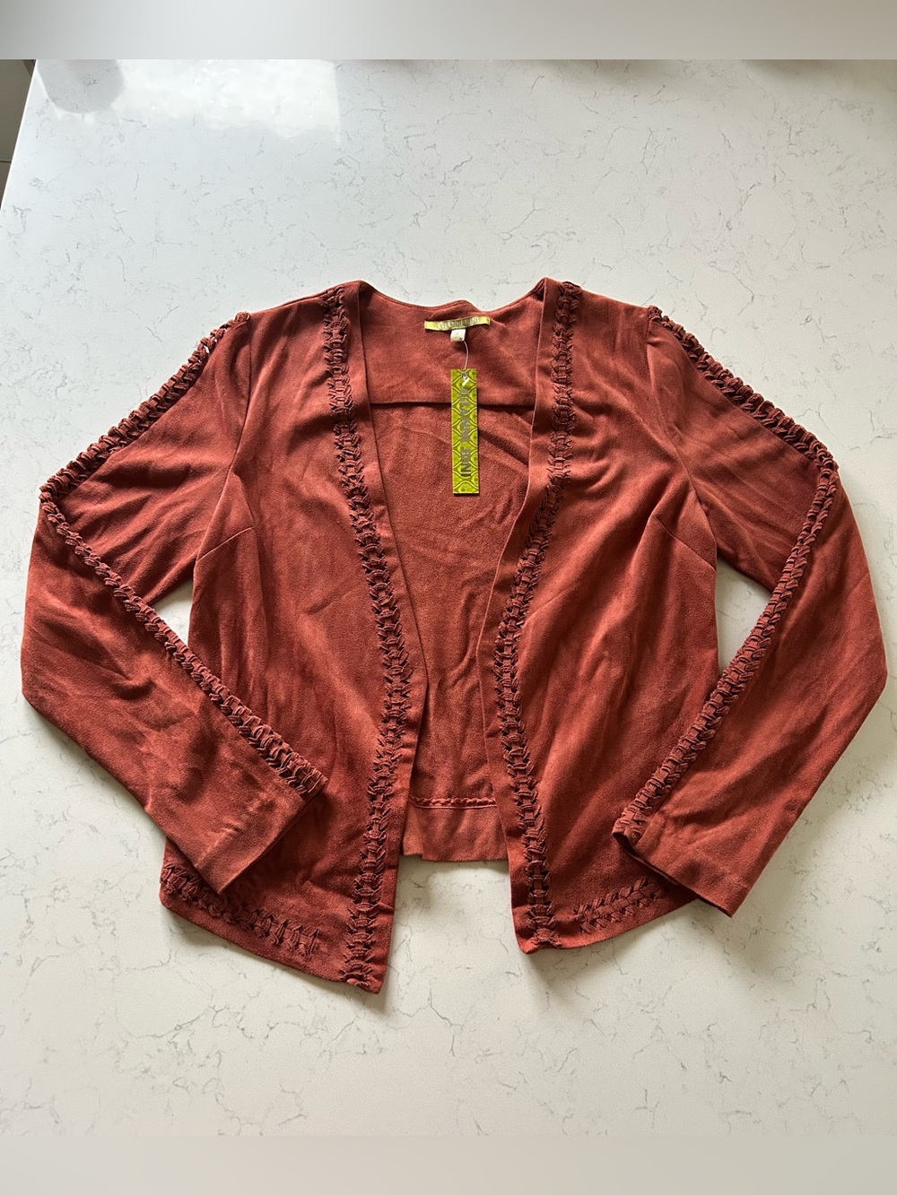 NWT Gianni Bini Boho Vegan Suede Blazer with Braided Accents - Picture 15 of 15